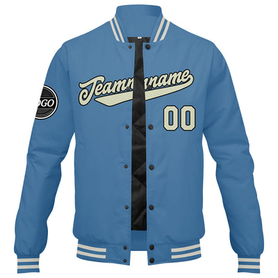 Custom Varsity Jacket Letterman jacket for Men, Women and Youth Light Blue Cream enthsush