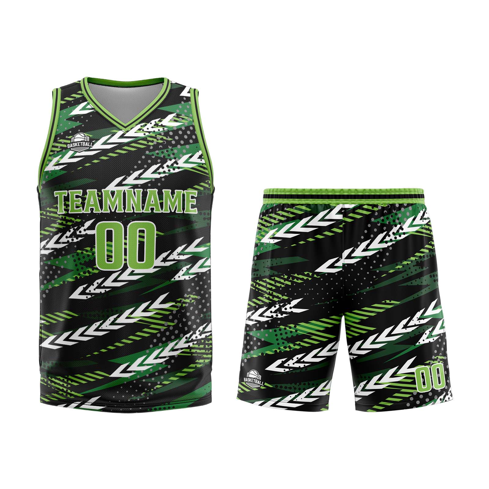 Custom Black Green Basketball Jersey Uniform Suit Printed Your Logo Name Number enthsush