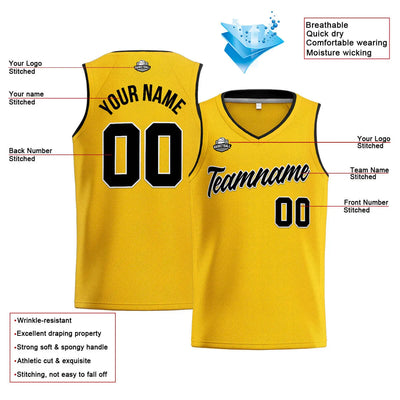 Custom Stitched Basketball Jersey for Men, Women  And Kids Yellow-Black enthsush