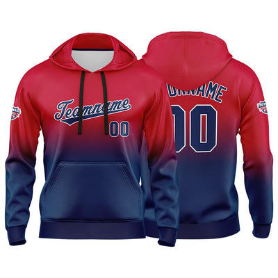 Custom Gradient Hoodie For Man Woman Girl Boy Print Your Logo Name Number Red Navy enthsush