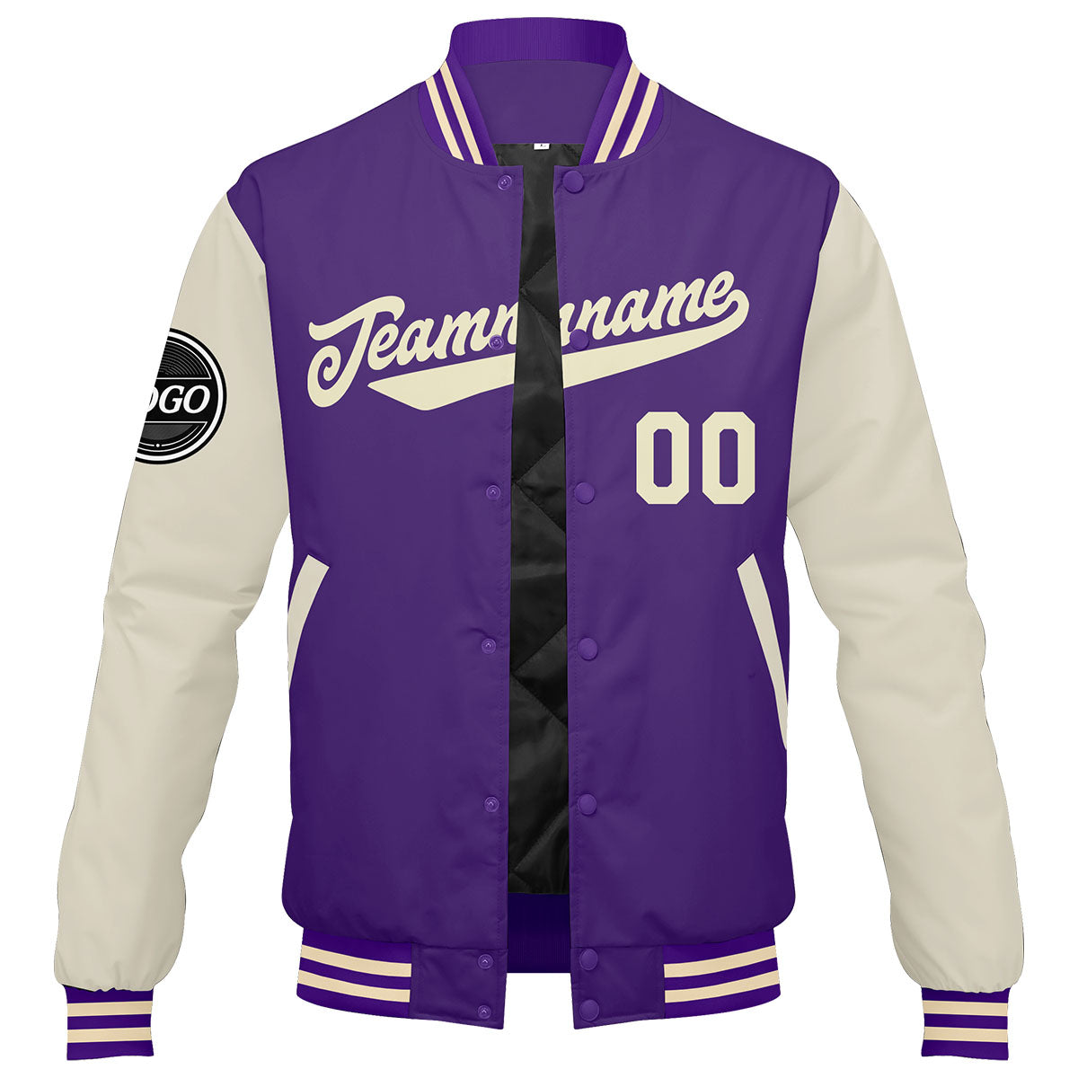 Custom Varsity Jacket Letterman jacket for Men, Women and Youth Purple Cream enthsush