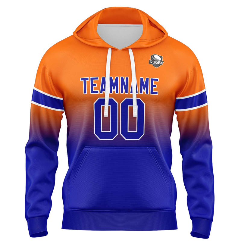 Custom Gradient Sweatshirt Hoodie For Man Woman Girl Boy Print Your Logo Name Number Orange&Royal