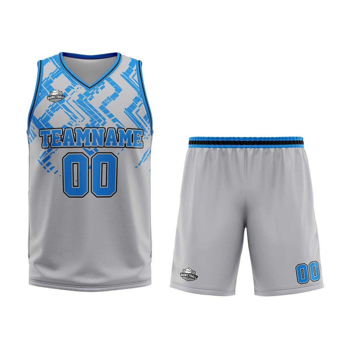 Custom Grey Blue Basketball Jersey Uniform Suit Printed Your Logo Name Number enthsush