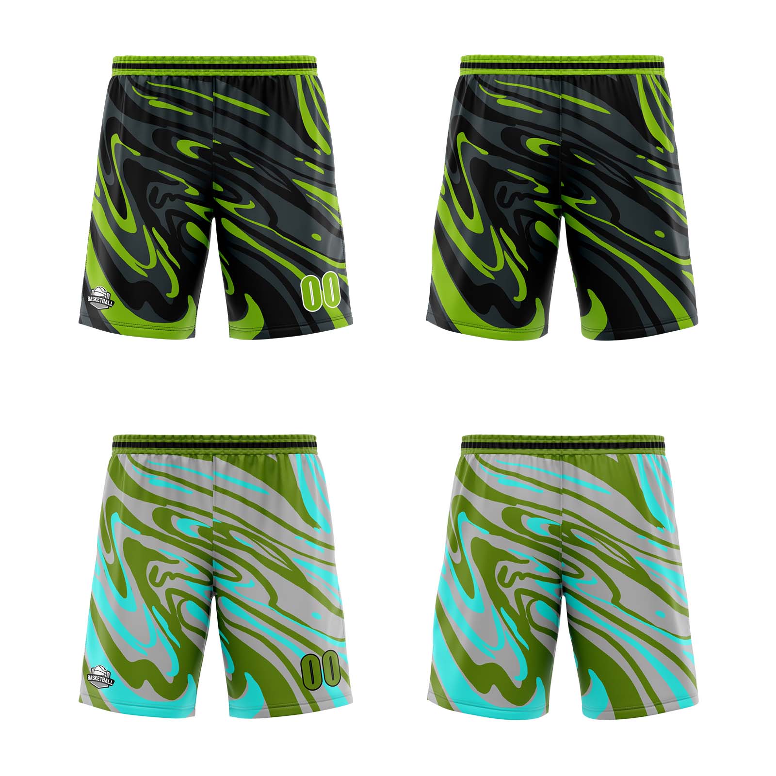 Custom Green Grey Reversible Basketball Suit for Adults and Kids Personalized Jersey enthsush