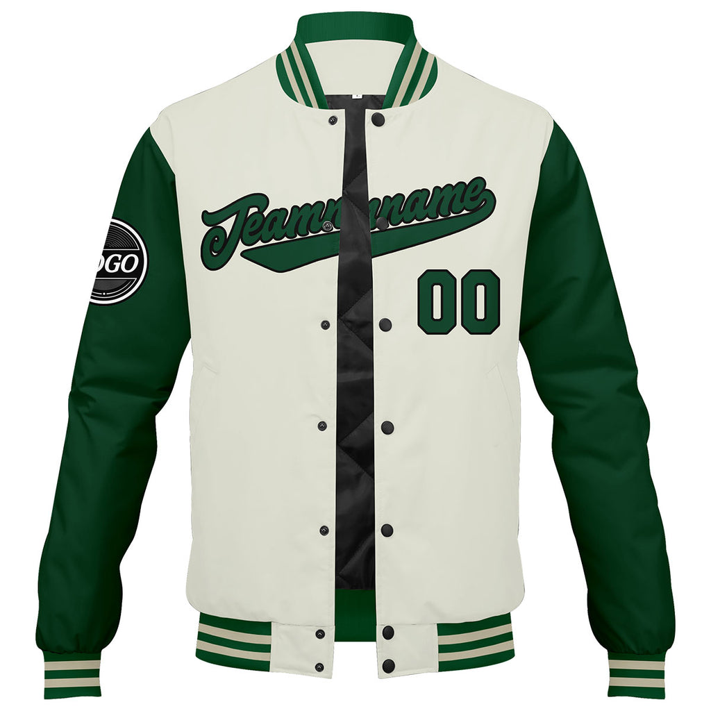 Custom Varsity Jacket Letterman jacket for Men, Women and Youth Green Cream enthsush