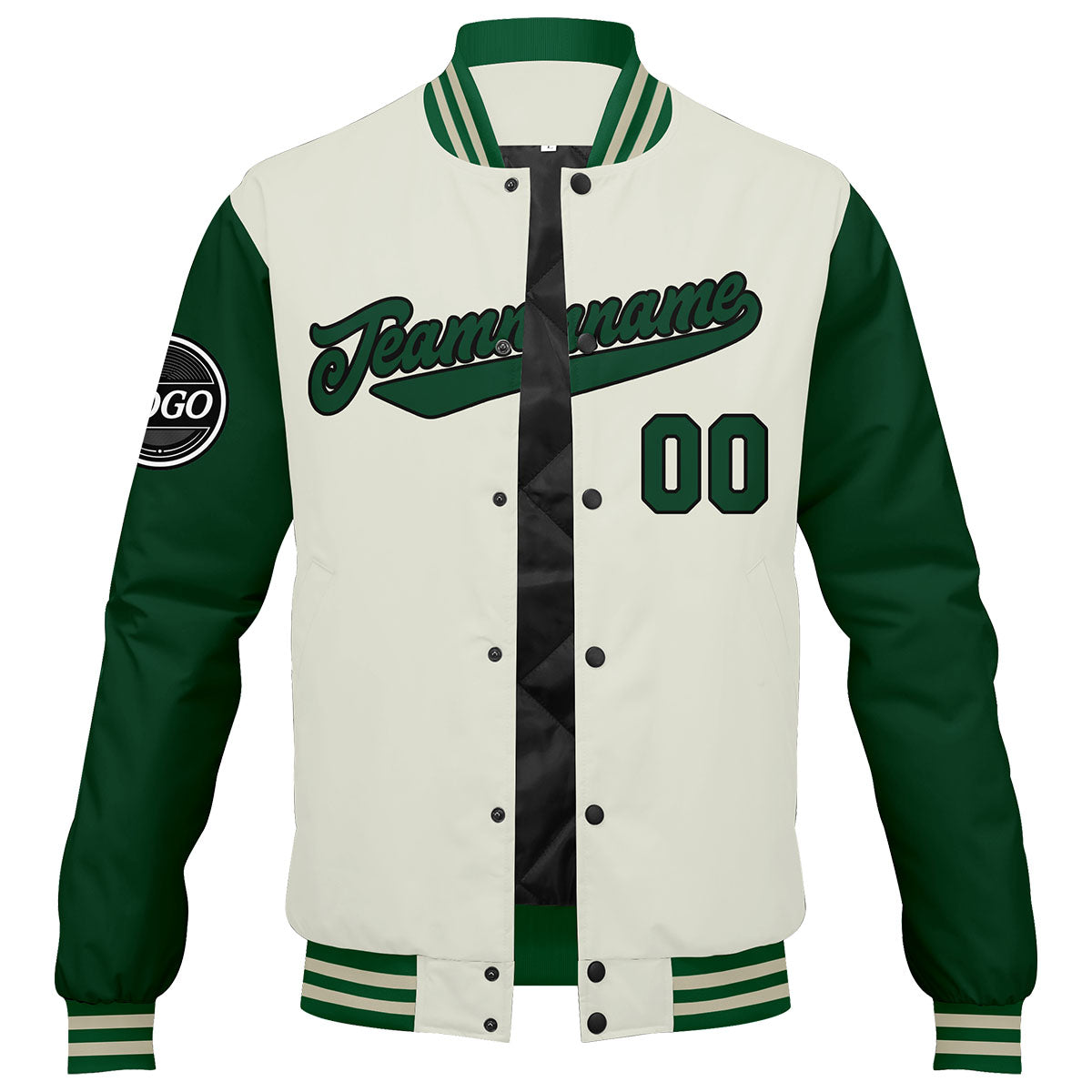 Custom Varsity Jacket Letterman jacket for Men, Women and Youth Green Cream enthsush