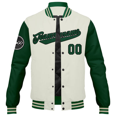 Custom Varsity Jacket Letterman jacket for Men, Women and Youth Green Cream enthsush