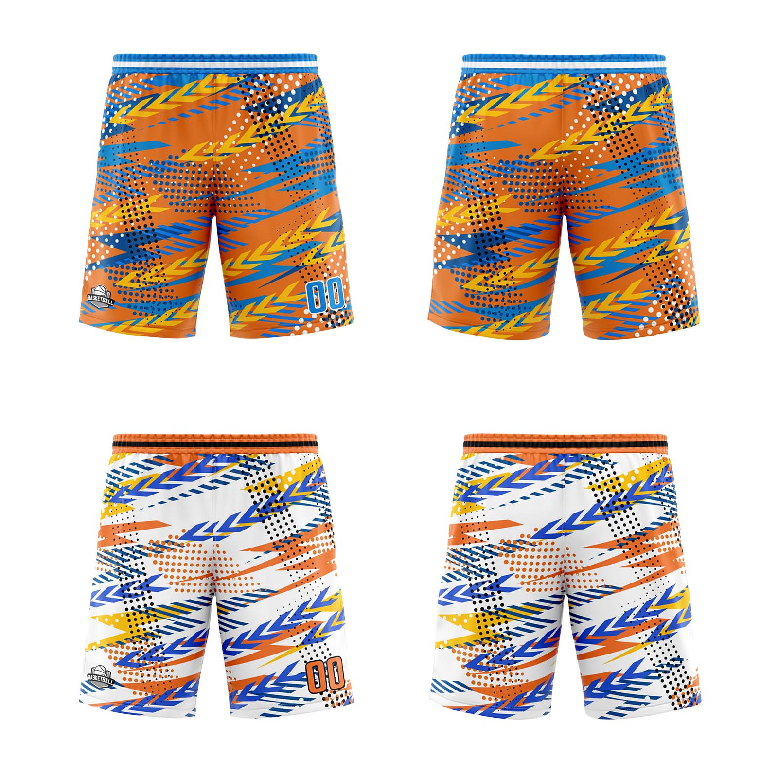 Custom Orange Blue Reversible Basketball Suit for Adults and Kids Personalized Jersey enthsush