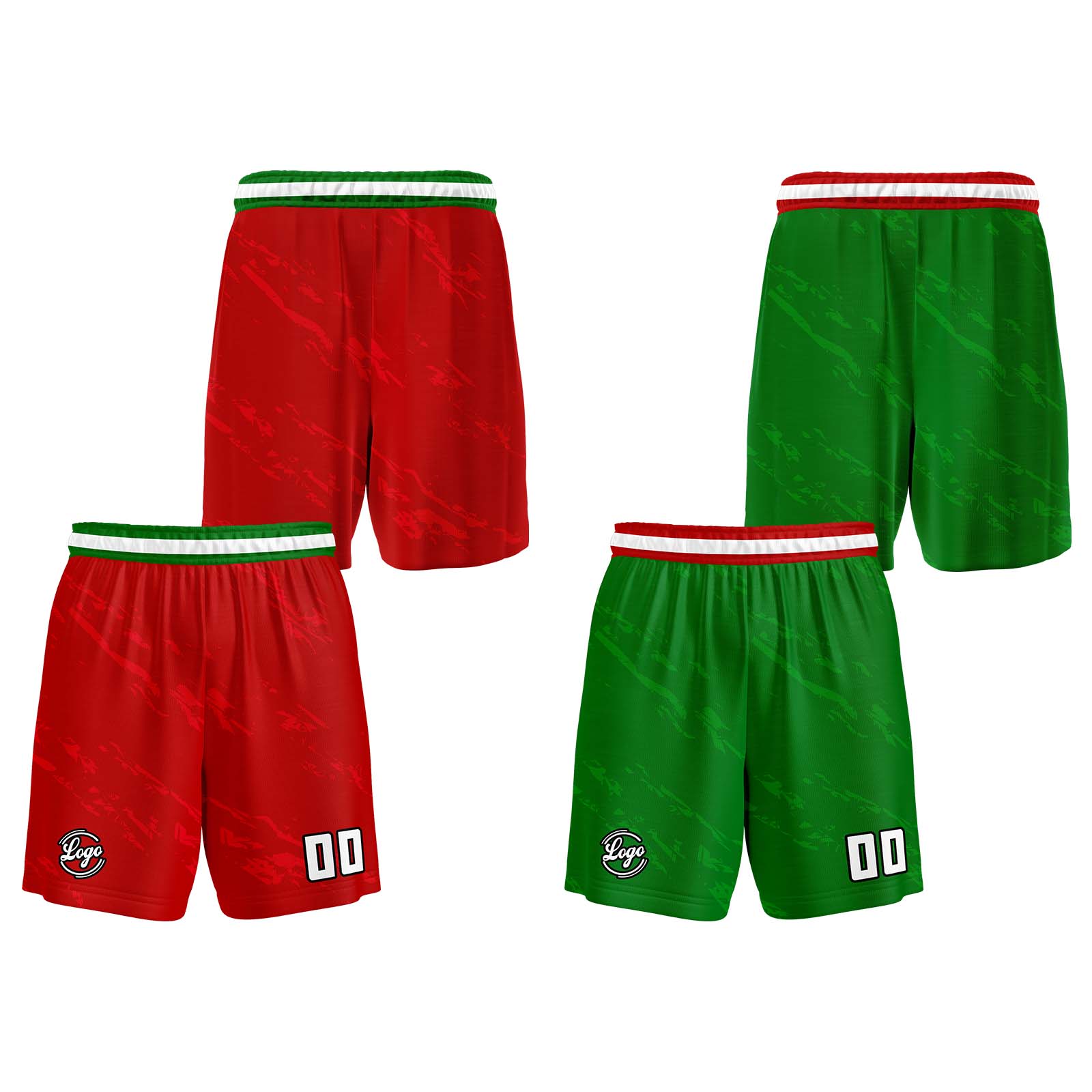 Custom Red Green Reversible Basketball Suit for Adults and Kids Personalized Jersey enthsush