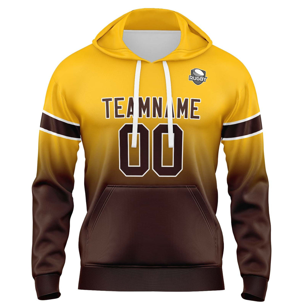 Custom Gradient Hoodie For Man Woman Girl Boy Print Your Logo Name Number Yellow&Brown enthsush
