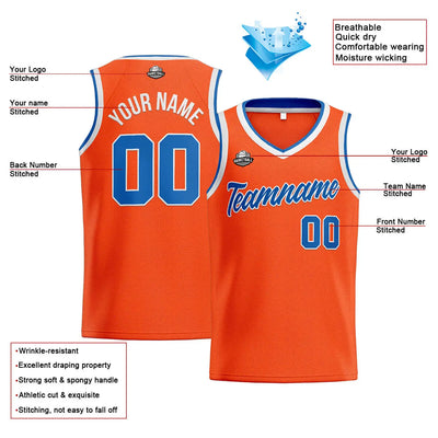 Custom Stitched Basketball Jersey for Men, Women  And Kids Orange-Blue enthsush