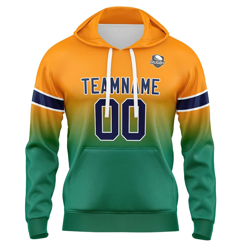 Custom Gradient Sweatshirt Hoodie For Man Woman Girl Boy Print Your Logo Name Number Orang&Green