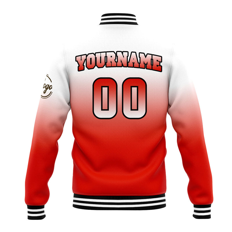 Custom Gradient Varsity Jacket Letterman jacket for Men, Women and Youth White&Red