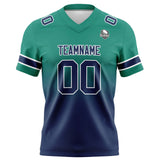 Custom Green Navy Gradient Football Jersey Personalized Football Shirts for Men Women  Printed Team Name Number Logo