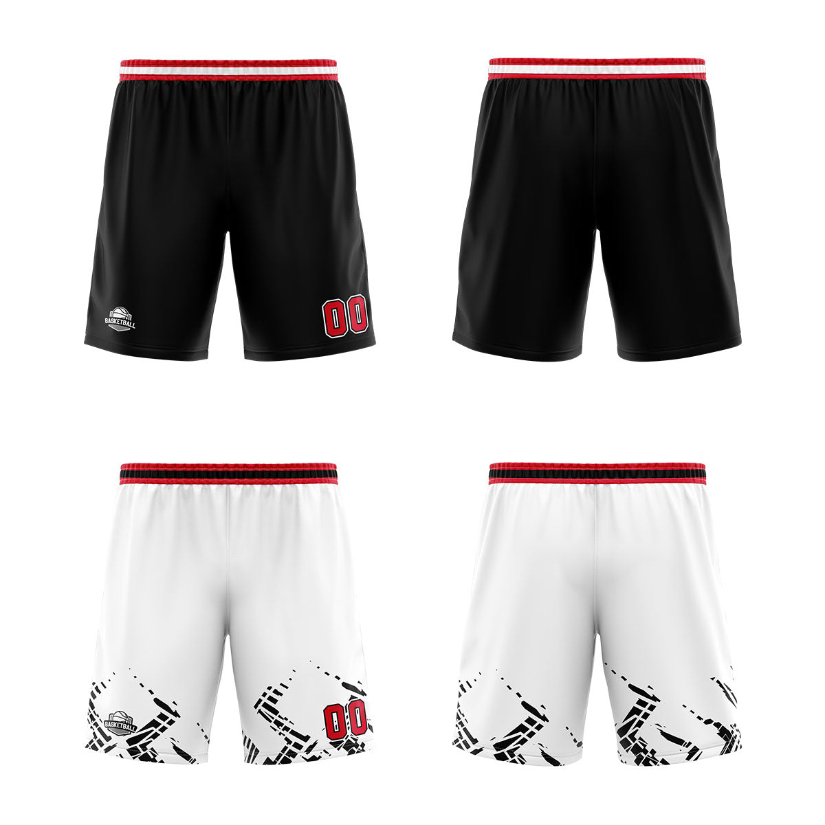 Custom Black Red Reversible Basketball Suit for Adults and Kids Personalized Jersey enthsush