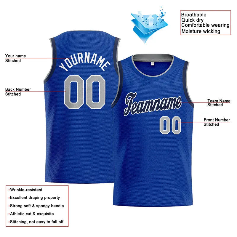 Custom Stitched Basketball Jersey for Men, Women And Kids Kelly Royal-White-Navy enthsush