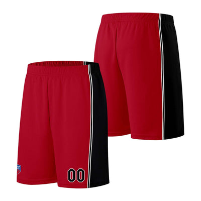Custom basketball jersey shorts for men and women. Embroidered and printed name, number and logo Red&Black enthsush
