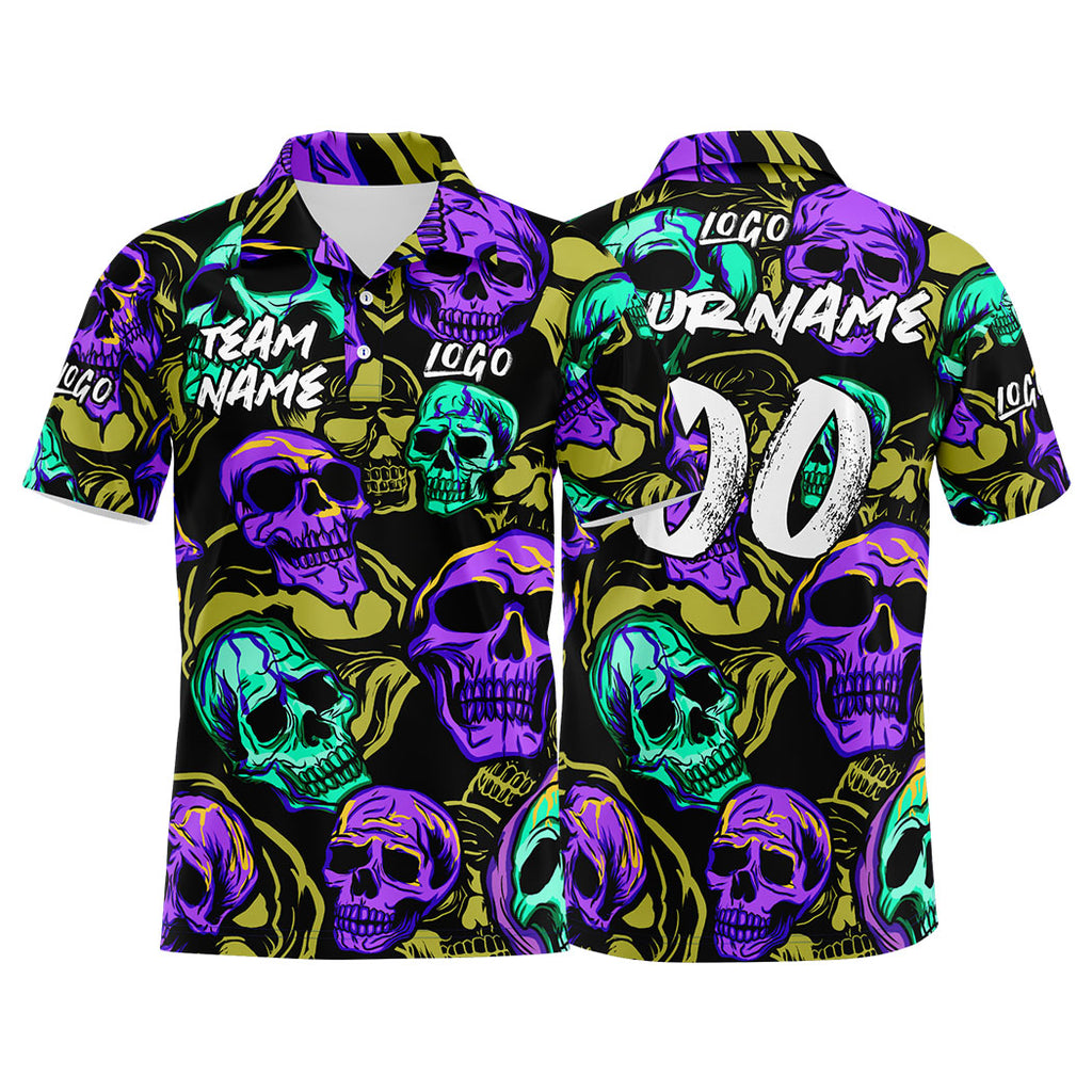 Custom Football Polo Shirts  Add Your Unique Logo/Name/Number Yellow&Purple enthsush