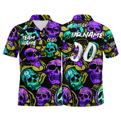 Custom Football Polo Shirts  Add Your Unique Logo/Name/Number Yellow&Purple enthsush