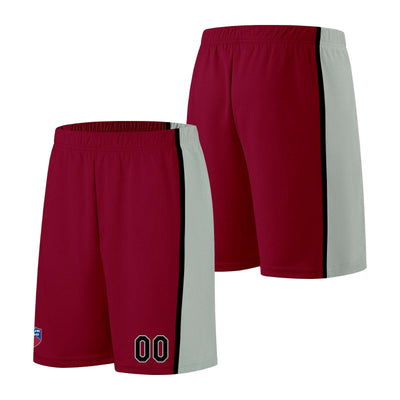 Custom basketball jersey shorts for men and women. Embroidered and printed name, number and logo Burgundy&Grey enthsush