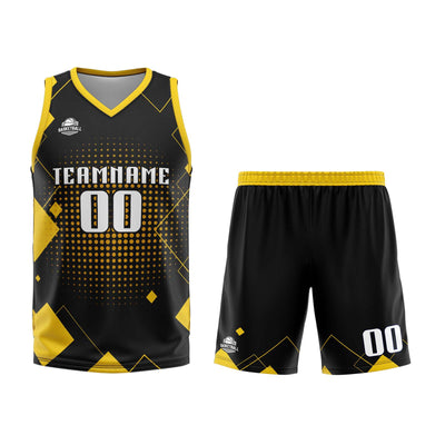 Custom Geometry Yellow Basketball Jersey Uniform Suit Printed Your Logo Name Number enthsush