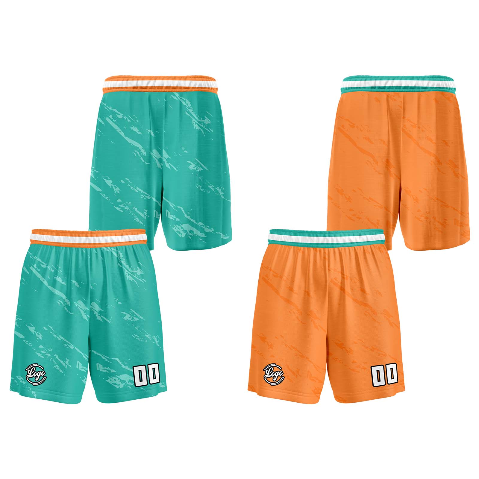 Custom Teal Orange Reversible Basketball Suit for Adults and Kids Personalized Jersey enthsush
