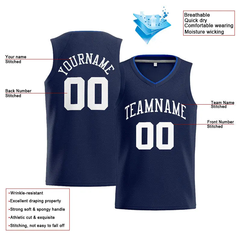 Custom Stitched Basketball Jersey for Men, Women And Kids Navy-White-Royal enthsush