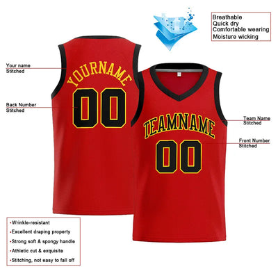 Custom Stitched Basketball Jersey for Men, Women And Kids Red-Black-Yellow enthsush
