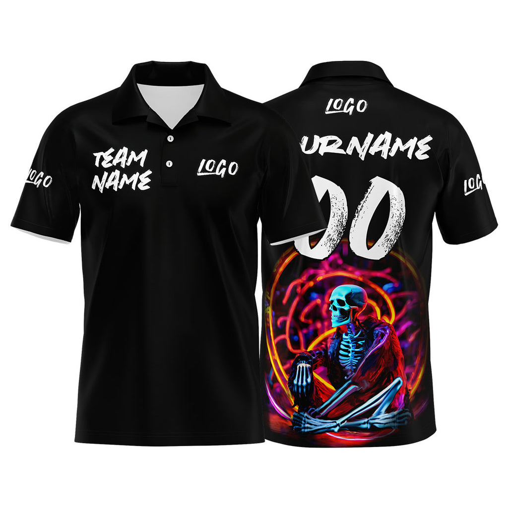 Custom Football Polo Shirts  Add Your Unique Logo/Name/Number Black&White enthsush