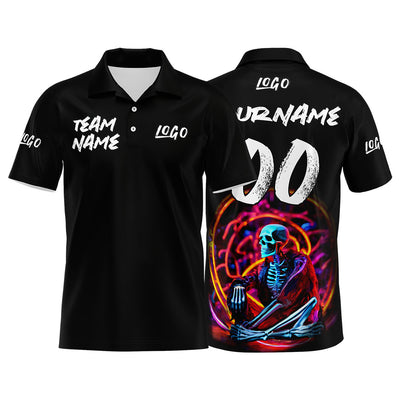Custom Football Polo Shirts  Add Your Unique Logo/Name/Number Black&White enthsush