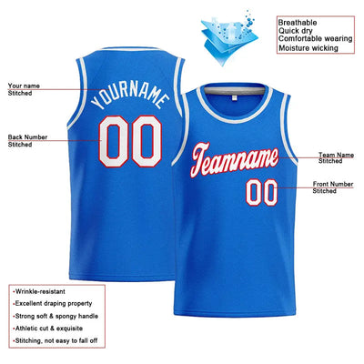 Custom Stitched Basketball Jersey for Men, Women And Kids Blue-White-Red enthsush