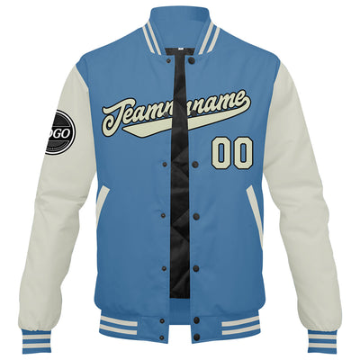 Custom Varsity Jacket Letterman jacket for Men, Women and Youth Light Blue Cream enthsush