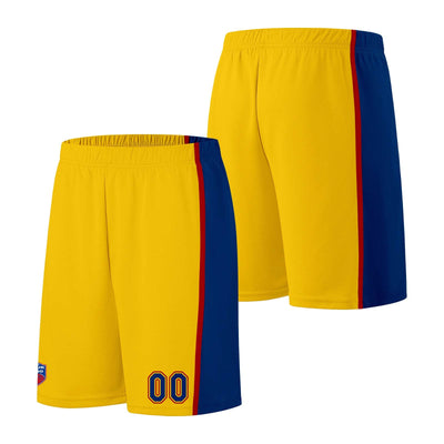 Custom basketball jersey shorts for men and women. Embroidered and printed name, number and logo Yellow enthsush