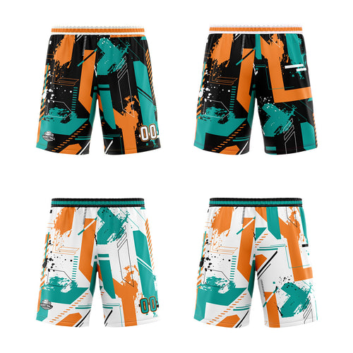 Custom Aqua Orange Reversible Basketball Suit for Adults and Kids Personalized Jersey enthsush