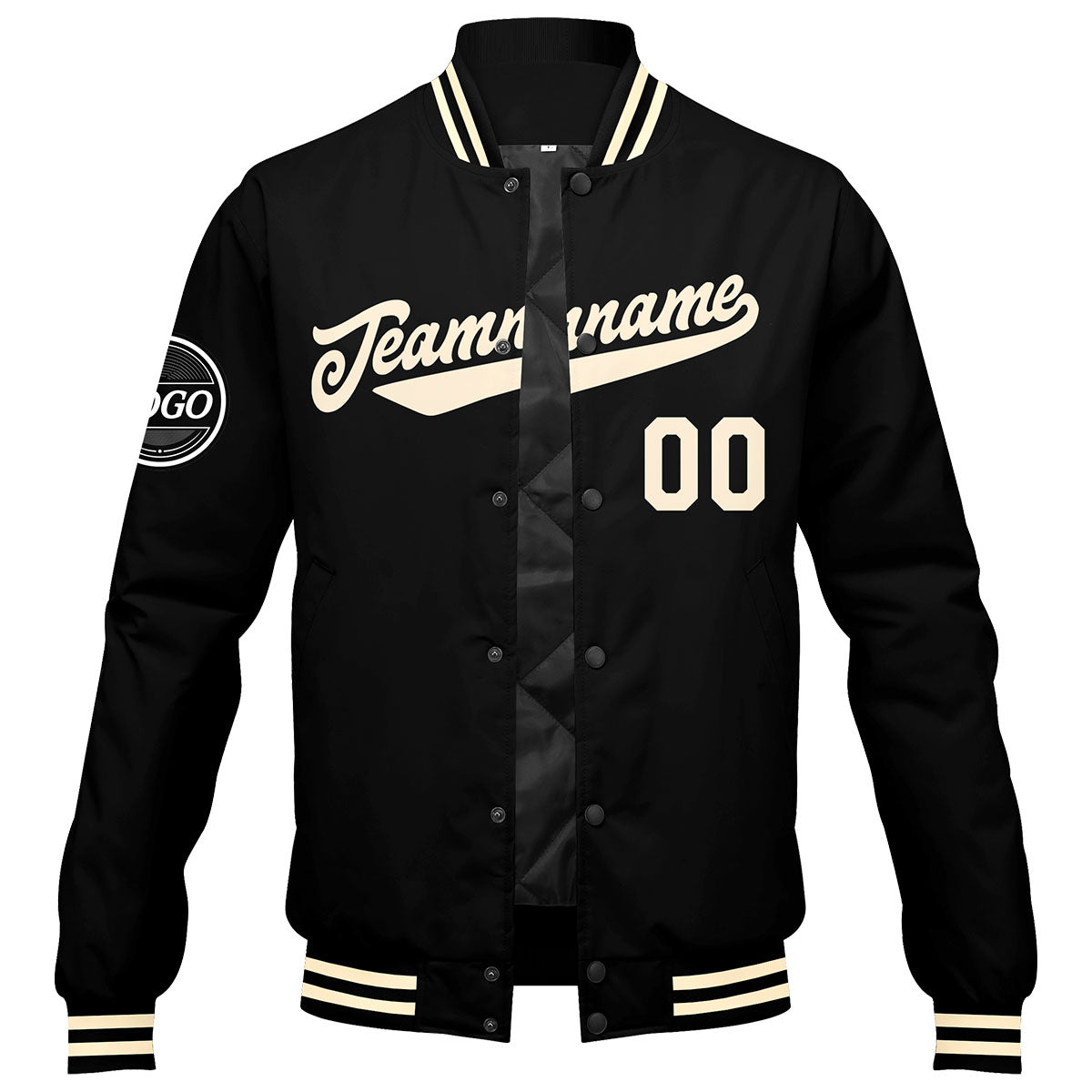 Custom Varsity Jacket Letterman jacket for Men, Women and Youth Black Cream enthsush