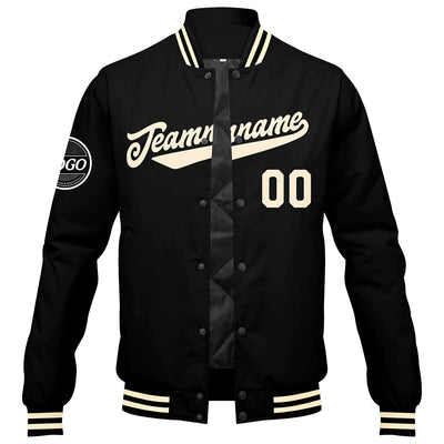 Custom Varsity Jacket Letterman jacket for Men, Women and Youth Black Cream enthsush