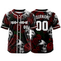 Custom Baseball Jersey Personalized Baseball Shirt for Men Women Kids Youth Teams Stitched and Print Rose Skull&Red enthsush