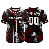 Custom Baseball Jersey Personalized Baseball Shirt for Men Women Kids Youth Teams Stitched and Print Rose Skull&Red