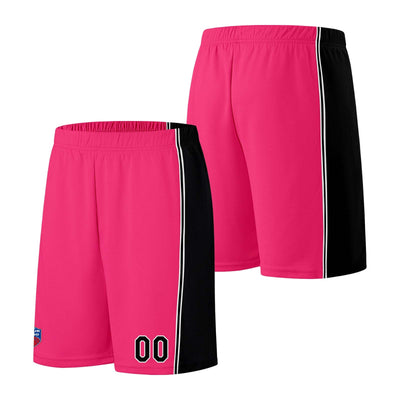 Custom basketball jersey shorts for men and women. Embroidered and printed name, number and logo Pink&Black enthsush