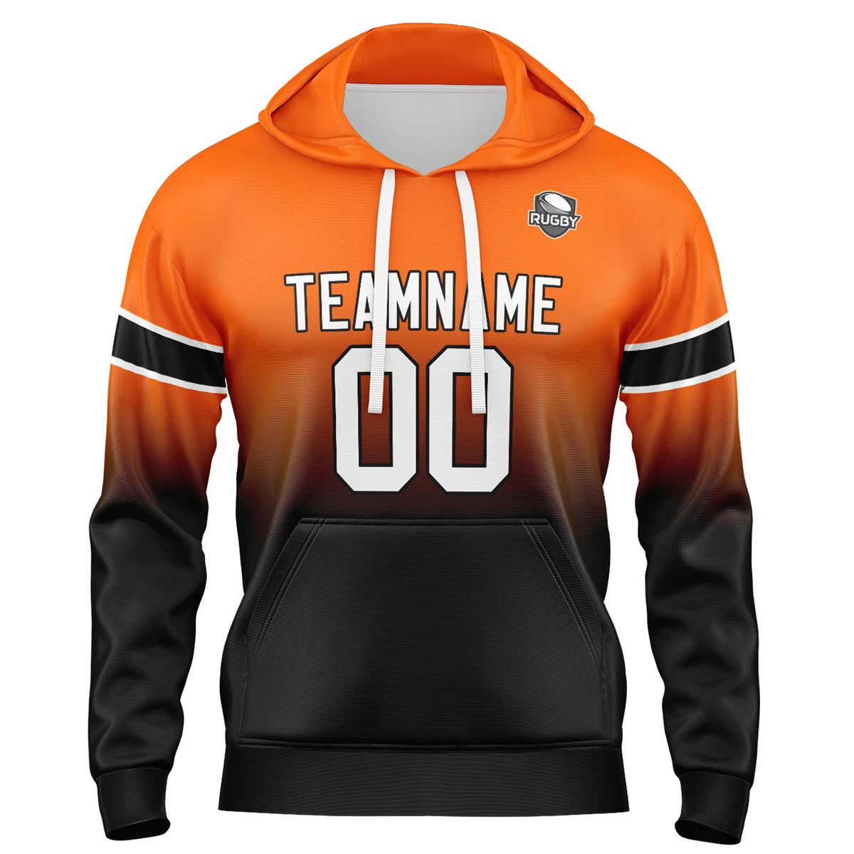 Custom Gradient Sweatshirt Hoodie For Man Woman Girl Boy Print Your Logo Name Number Orange&Black enthsush