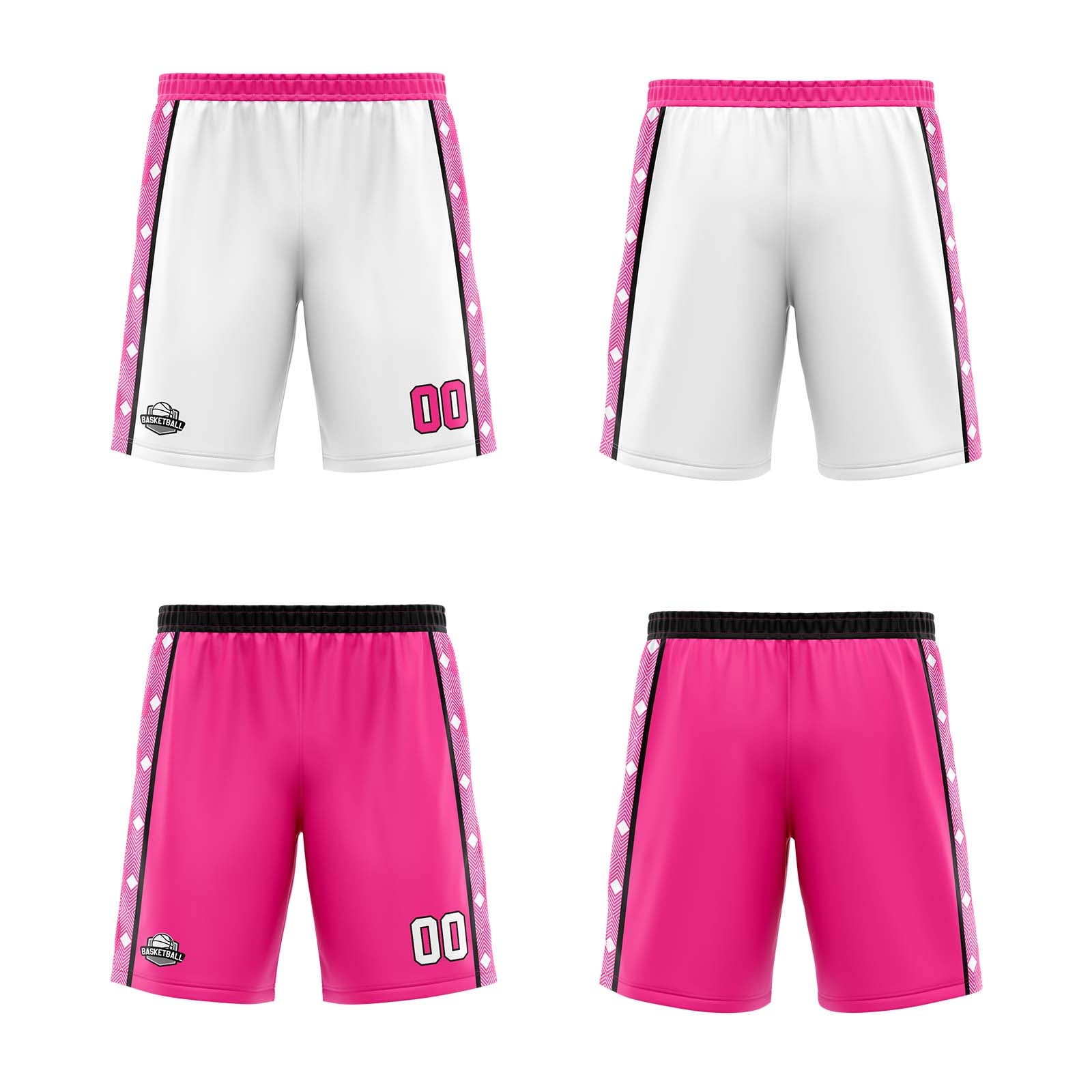 Custom White Pink Reversible Basketball Suit for Adults and Kids Personalized Jersey enthsush