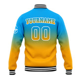 Custom Gradient Varsity Jacket Letterman jacket for Men, Women and Youth Light Blue&Orange