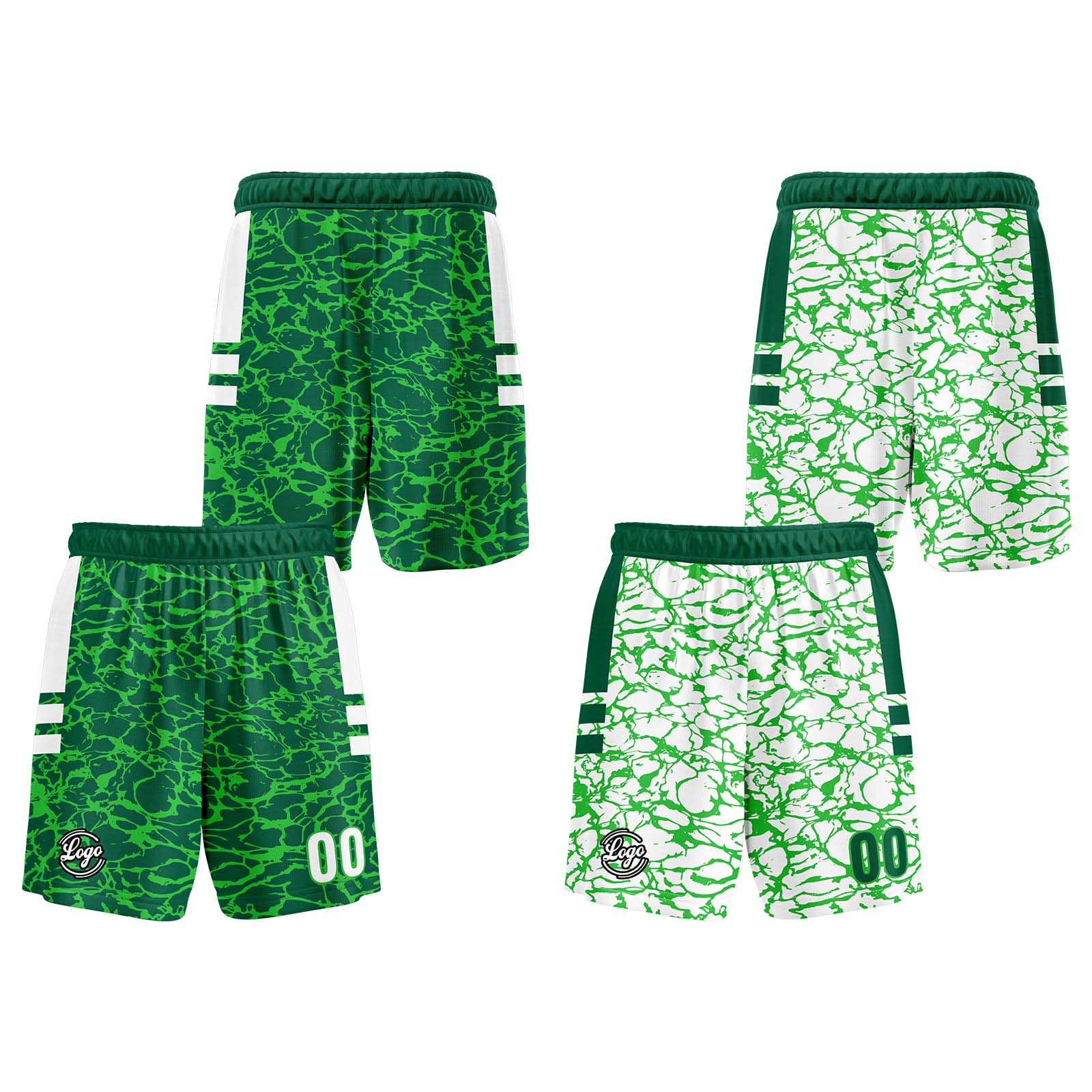 Custom Green Reversible Basketball Suit for Adults and Kids Personalized Jersey enthsush