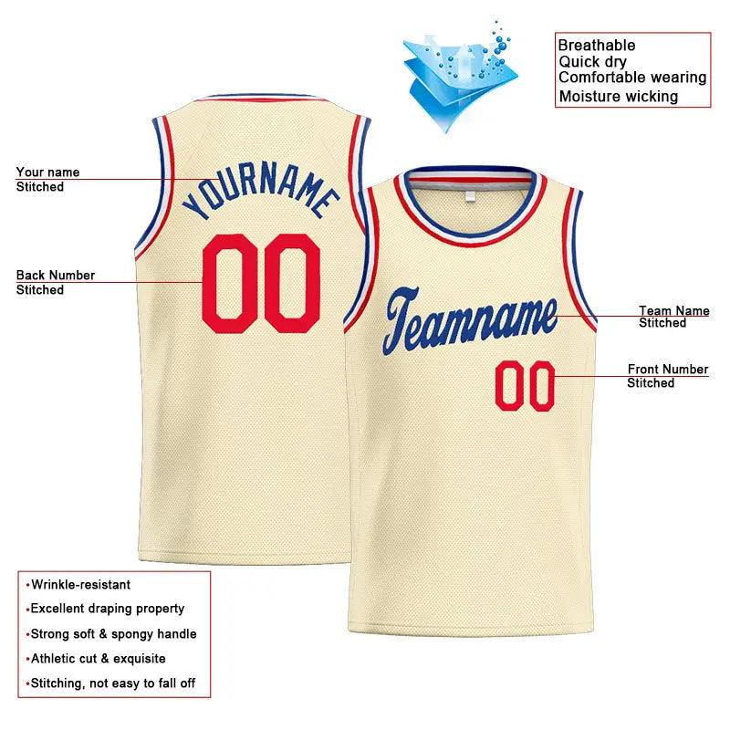 Custom Stitched Basketball Jersey for Men, Women And Kids Cream-Royal-Red enthsush