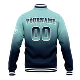 Custom Gradient Varsity Jacket Letterman jacket for Men, Women and Youth Light Teal&Navy