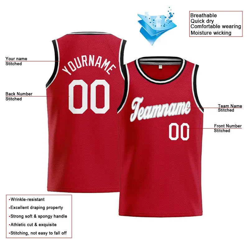 Custom Stitched Basketball Jersey for Men, Women And Kids Red-White-Gray-Black enthsush