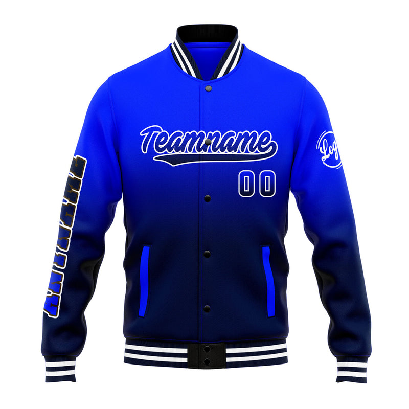 Custom Gradient Varsity Jacket Letterman jacket for Men, Women and Youth Royal&Navy