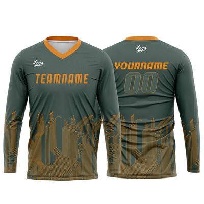 Custom Green Orange Basketball Soccer Football Shooting Long T-Shirt for Adults and Kids enthsush