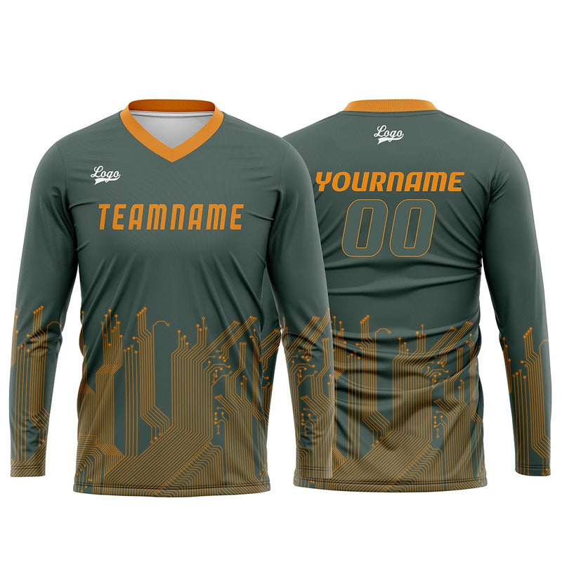 Custom Green Orange Basketball Soccer Football Shooting Long T-Shirt for Adults and Kids