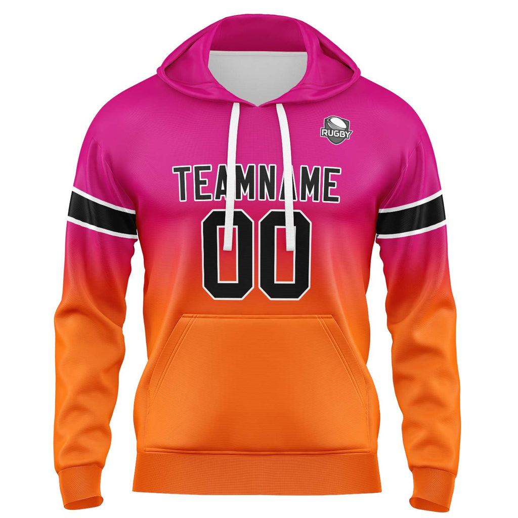 Custom Gradient Hoodie For Man Woman Girl Boy Print Your Logo Name Number Rose&Orange enthsush